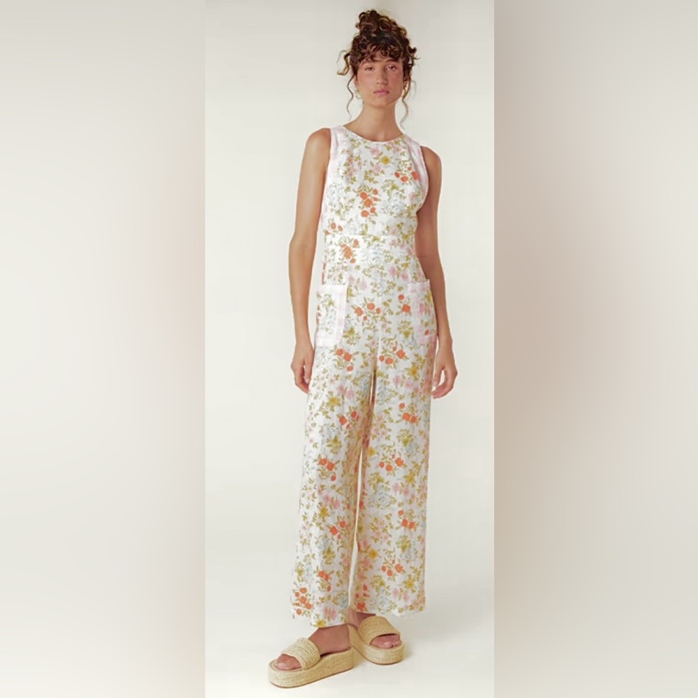Spell & The Gypsy Collective Flora Jumpsuit all Linen Floral Pastel Size XXS NWT